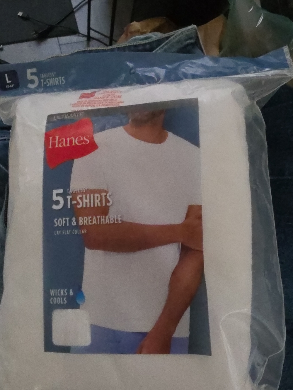 Hanes White Men’s Short Sleeve Crewneck T-Shirts - Pack of 5 New Never Opened